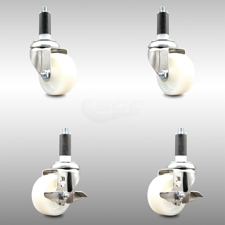 Service Caster 3 Inch 316SS Nylon Wheel Swivel 1-1/8 Inch Expanding Stem Caster Brake SCC, 2PK SCC-SS316EX20S314-NYS-2-TLB-2-118